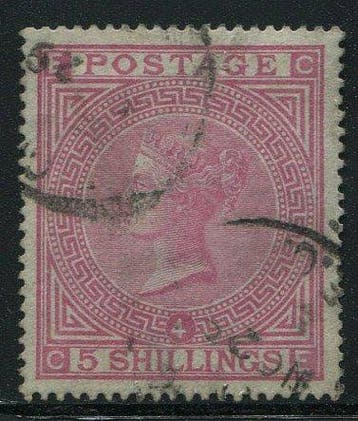 Groot-Brittannië 1867 - 5 shilling rose KEY PLATE 4 -, Gestempeld