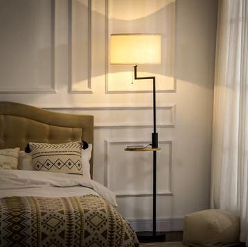 Vloerlamp met Tafel en USB – Linnen Lamp Ø40x168 cm Staand, Verzenden, Nieuw