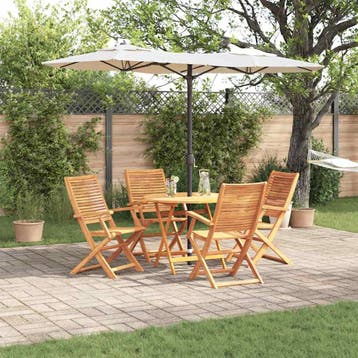 vidaXL Tuin eettafelset 5 pcs Bruin Massief Acaciahout, Verzenden, Nieuw, 5 zitplaatsen