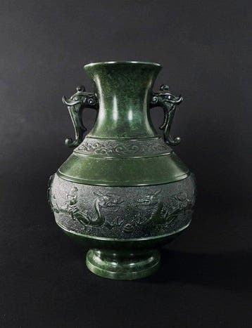 Vaas - Koper - Japan - Bronzen vaas met drakenmotief