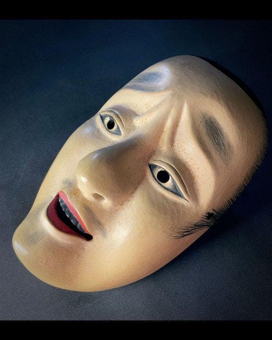 Noh masker - Hout - Chj () – Gesigneerd Hachi () -, Antiek en Kunst, Antiek | Overige Antiek