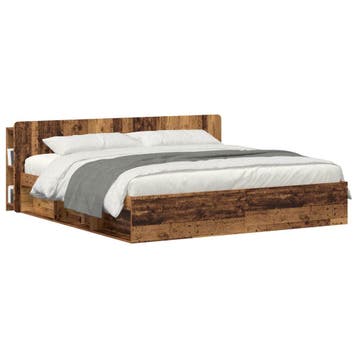 vidaXL Hoofdeinde kas met opslag Oud hout Bewerkt hout, Verzenden, Nieuw, Bruin, Hout