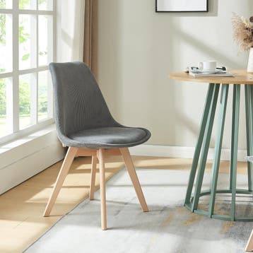 Eetkamerstoelen Fläten set van 2 stuks corduroy grijs en nat, Huis en Inrichting, Verzenden, Nieuw