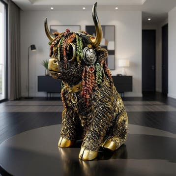 sculptuur, Rasta Bull - 29 cm - Polystone - Resin