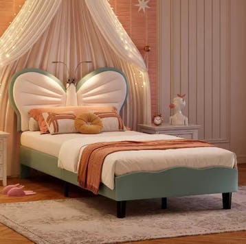 Prinsessenbed 90x200 cm – Fluweel Kinderbed Met Stijl, Verzenden, Nieuw