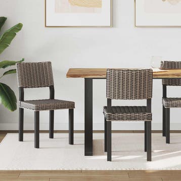 vidaXL Eetkamerstoel 2 st Kubu Rattan Zwart gewassen 46 x 55, Verzenden, Nieuw, Zwart
