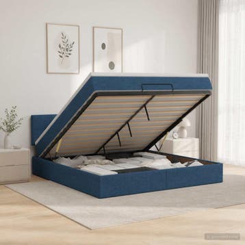 vidaXL Ottoman bed met matras met hoofdeinde Blauw 140 x 200, Verzenden, Nieuw, Blauw