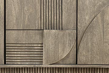 Design Dressoir ART DECO 170cm grijs gerookt mangohout, Huis en Inrichting, Kasten | Dressoirs, Ophalen of Verzenden, Nieuw