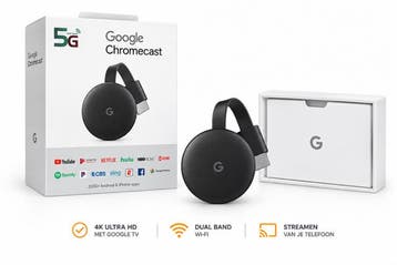 Google Chromecast Ultra 4K - 5G, Audio, Tv en Foto, Verzenden, Zo goed als nieuw