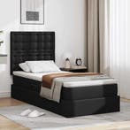 vidaXL Opslag bed met hoofdeinde met opslag Zwart 90 x 200, Huis en Inrichting, Slaapkamer | Bedden, Verzenden, Nieuw, Zwart, Overige materialen