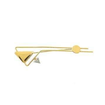 Bicolor gouden abstracte broche met diamant; 0,01 ct., Gebruikt, Ophalen of Verzenden, Met edelsteen, Goud