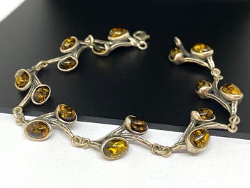 Botanische Romantiek: Blad- en amber cabochon Viintage, Nieuw