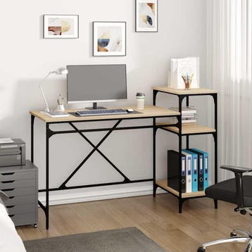 vidaXL Bureau schappen 135x50x90 bewerkt hout en ijzer, Verzenden, Nieuw