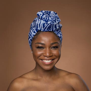 Afrikaanse hoofddoek Blauw Ndop Cameroon - headwrap, Ophalen of Verzenden, Nieuw