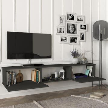 [en.casa] Tv-meubel Paltamo zwevend 180x31x29,5 cm antraciet, Verzenden, Nieuw