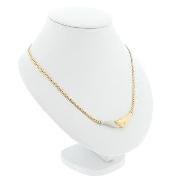Bicolor gouden collier met vaste hanger en diamant; 0,06 ct., Gebruikt, Ophalen of Verzenden, Met edelsteen, Goud