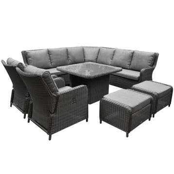 Bilbao premium dining loungeset 8 delig antraciet wicker, Ophalen of Verzenden, Nieuw, Wicker