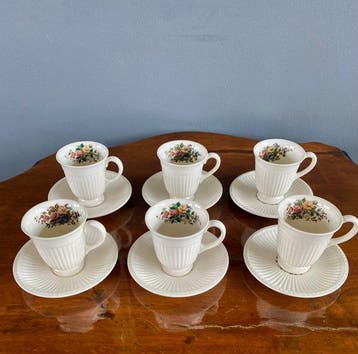 Wedgwood - Koffieservies (6) - Conway - Queens Ware -