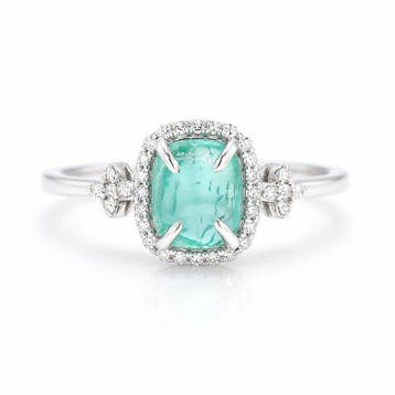 Zonder minimumprijs - Ring Platina - 1.25ct. tw. Smaragd -, Nieuw