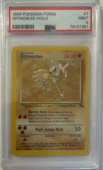 Pokémon - 1 Graded card - Hitmonlee #7 Foil - PSA 9 - WOTC -, Nieuw