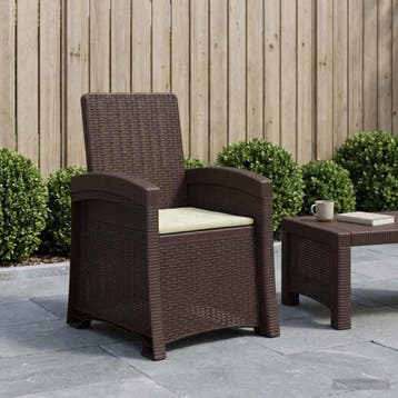 vidaXL Ligstoel in rietenlook Bruin en crèmekleurig PP, Tuin en Terras, Verzenden, Nieuw