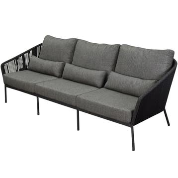 Costa 3-zits lounge bank antraciet rope, Ophalen of Verzenden, Nieuw