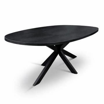 Eettafel Deens Ovaal Björn 210x100cm Mango Zwart, Ophalen of Verzenden, Nieuw