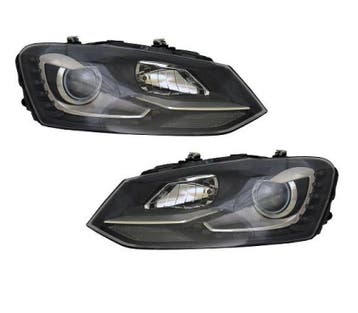 Koplampen passend voor VW Polo 6R / 6C 09-17 Zwart/Chroom, Ophalen of Verzenden, Nieuw