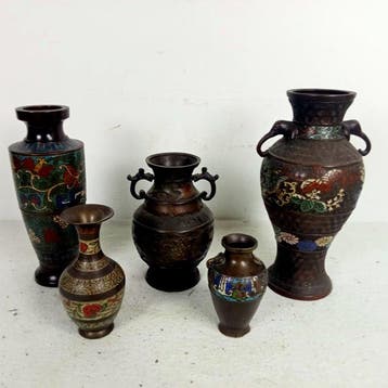 Balustervaas - Brons, Emaille - Japan - Cloisonné en