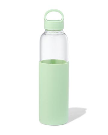 HEMA Waterfles 500ml glas met siliconen sleeve groen, Verzenden, Nieuw