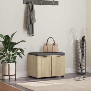 vidaXL Halbank met kussen met plank Sonoma Eiken 60 x 38 x, Verzenden, Nieuw