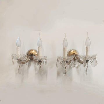 Wandlamp (2) - Glas, Metaal - set Maria Theresia