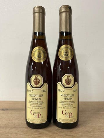 1997 Gerlach & Papst Muskateller - Pfalz Eiswein - 2 Halve, Verzamelen, Nieuw