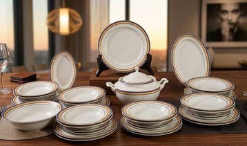 Limoges - Tafelservies voor 12 (41) - 24 kt goud, gemarmerd