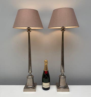 Tafellamp - Vernikkeld Messing - Twee grote schemerlampen