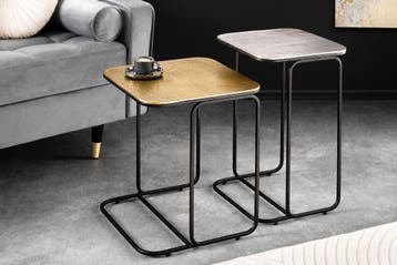 Set van 2 bijzettafel ABSTRACT 55cm goud zilver zwart metaal, Huis en Inrichting, Tafels | Salontafels, Ophalen of Verzenden, Nieuw