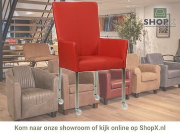 Leren eetkamerstoel Deal met armleuning - Toledo Ducati, Huis en Inrichting, Stoelen, Nieuw, Leer, Ophalen of Verzenden, Rood