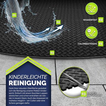 Tillvex® Zwembad Tegels - Vloertegels - 240cm - Zwart, Verzenden, Zo goed als nieuw