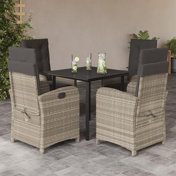 vidaXL 5-delige Tuinset met kussens poly rattan lichtgrijs, Tuin en Terras, Verzenden, Nieuw, 4 zitplaatsen, Tuinset