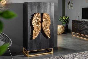 Extravagant dressoir ANGEL 140cm zwart mangohout met gouden, Ophalen of Verzenden, Nieuw