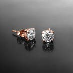 Roségouden Moissanite Oorknopjes | 1 - 4 ct | My Moissanite, Ophalen of Verzenden, Nieuw, Goud, Met edelsteen