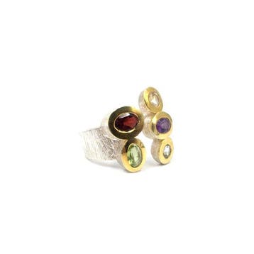 Zonder minimumprijs - Ring Zilver, Verguld Toermalijn - 925, Nieuw