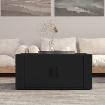 vidaXL Salontafel 80x50x36 cm bewerkt hout zwart, 50 tot 100 cm, Verzenden, Nieuw, 50 tot 100 cm