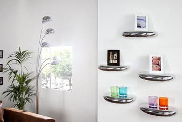 Modern design wandplank TEAR 40cm zilver aluminium - 20405, Ophalen of Verzenden, Nieuw