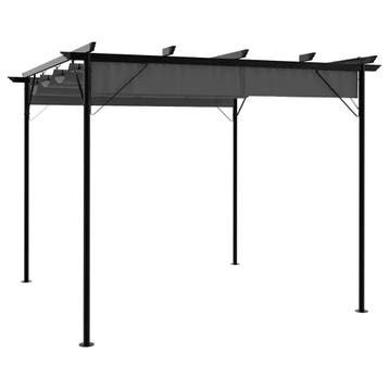 vidaXL Pergola met uittrekbaar dak 180 g/m² 3x3 m staal, Tuin en Terras, Verzenden, Nieuw