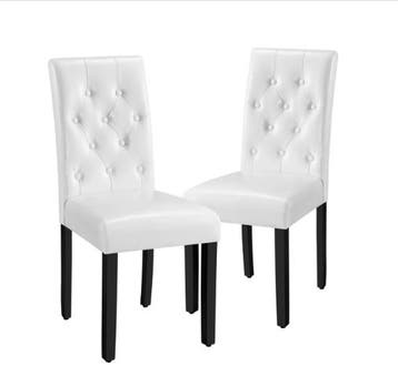 2dekans | Yaheetech Eetkamerstoelen Set van 2 - Wit - 45,5 x, Huis en Inrichting, Ophalen of Verzenden, Zo goed als nieuw, Wit