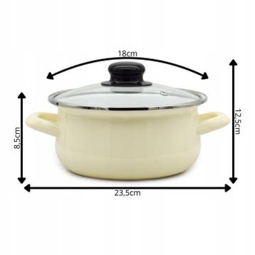 Emaille Kookpan met Glazen Deksel 1,8 Liter – 18 cm –, Ophalen of Verzenden, Nieuw