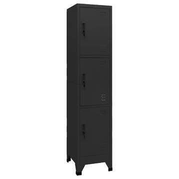 vidaXL Lockerkast 38x45x180 cm staal zwart, Verzenden, Nieuw