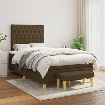 vidaXL Boxspring met matras stof donkerbruin 120x200 cm, Bruin, Verzenden, Nieuw, Twijfelaar