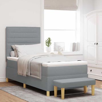 vidaXL Boxspring bed met hoofdeinde Lichtgrijs 200 x 100 cm, Verzenden, Nieuw